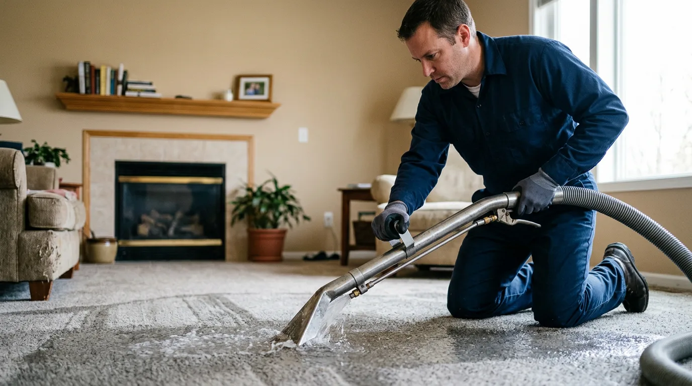 Water damage restoration technician working near Tatum, TX